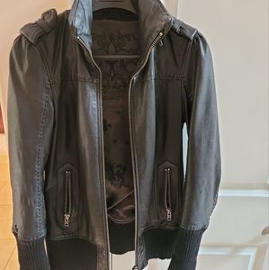 Mackage Nev Leather Jacket with Hood